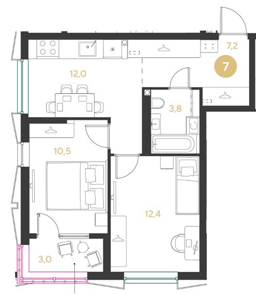 Фото №1: 2-комнатная квартира 48 м² - Краснодар, мкр. Прикубанский внутригородской округ