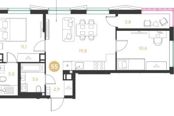 Фото №1: 2-комнатная квартира 54 м² - Краснодар, мкр. Прикубанский внутригородской округ, 