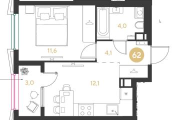 Фото №1: 1-комнатная квартира 34 м² - Краснодар, мкр. Прикубанский внутригородской округ, 