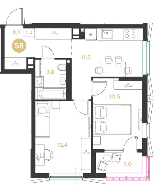 Фото №1: 2-комнатная квартира 48 м² - Краснодар, мкр. Прикубанский внутригородской округ