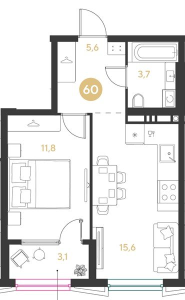 Фото №1: 1-комнатная квартира 39 м² - Краснодар, мкр. Прикубанский внутригородской округ
