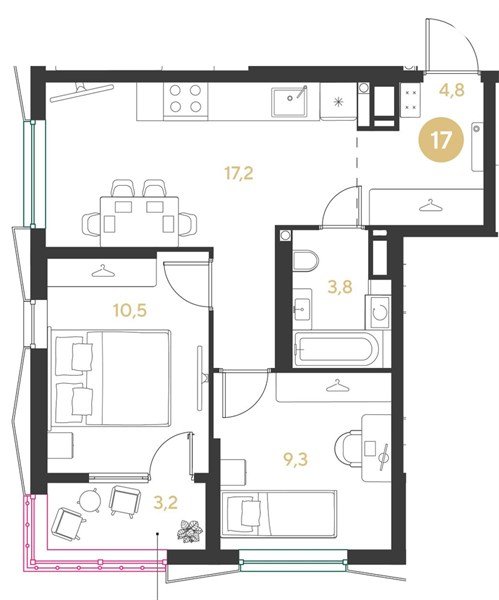 Фото №1: 2-комнатная квартира 48 м² - Краснодар, мкр. Прикубанский внутригородской округ