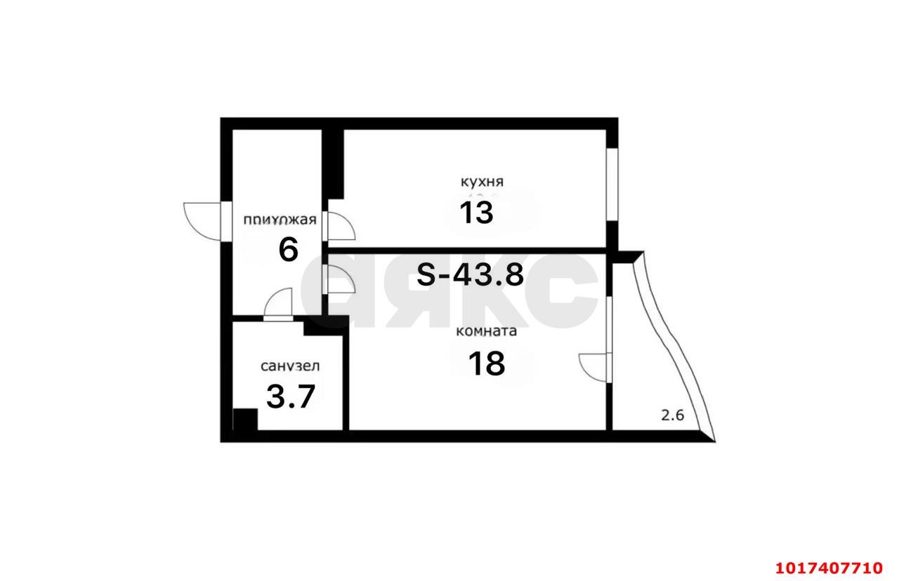 Фото №5: 1-комнатная квартира 43 м² - Краснодар, Прикубанский внутригородской округ, мкр. Краевая Клиническая Больница, ул. Домбайская, 6