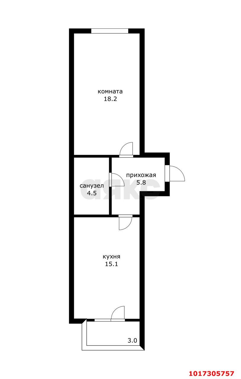 Фото №12: 1-комнатная квартира 43 м² - Краснодар, мкр. Прикубанский внутригородской округ, ул. Тепличная, 78к1