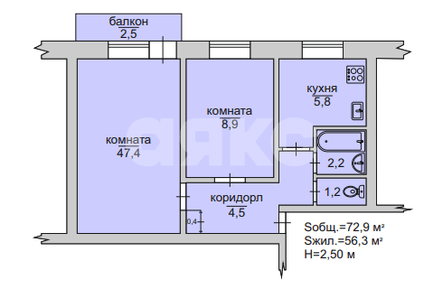 Фото №11: 2-комнатная квартира <span class="whitespace-nowrap">40 м²</span>, <span class="whitespace-nowrap">3/5 эт.</span> - Мелитополь, р. Микро, пр-кт 50-летия Победы, 44