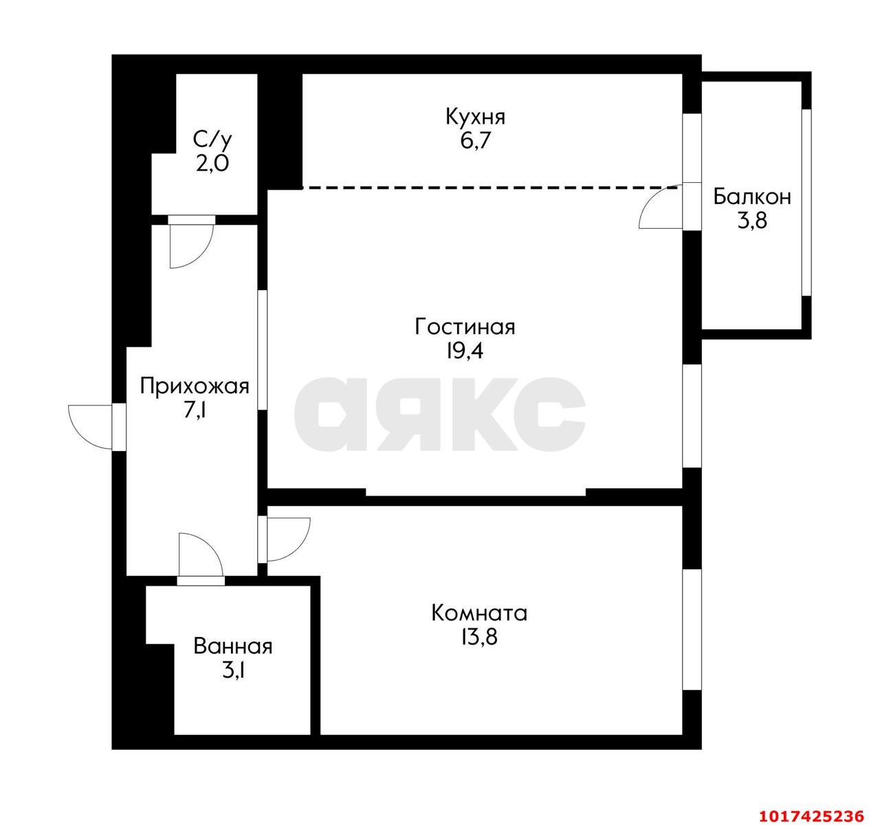 Фото №17: 1-комнатная квартира 55 м² - Знаменский, Карасунский внутригородской округ, мкр. Родные Просторы, ул. Природная, 10Бк5