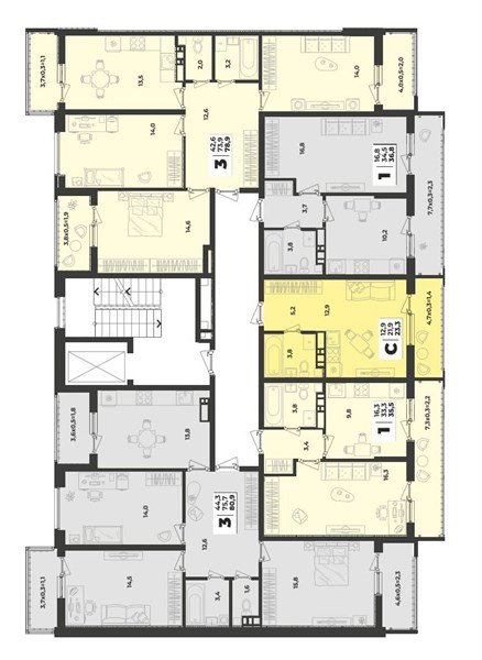 Фото №8: 3-комнатная квартира 80 м² - Краснодар, Прикубанский внутригородской округ, мкр. жилой комплекс Зелёная Территория