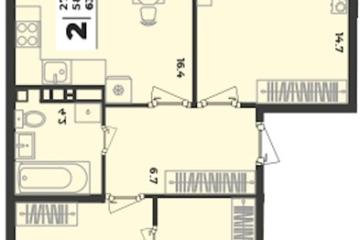 Фото №1: 2-комнатная квартира 63 м² - Краснодар, мкр. жилой комплекс Зелёная Территория, 