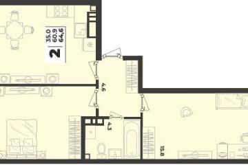 Фото №1: 2-комнатная квартира 64 м² - Краснодар, мкр. жилой комплекс Зелёная Территория, 