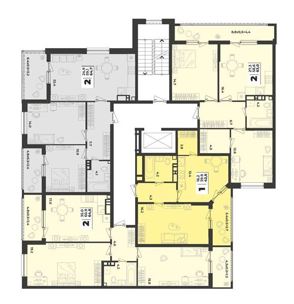 Фото №8: 2-комнатная квартира 64 м² - Краснодар, Прикубанский внутригородской округ, мкр. жилой комплекс Зелёная Территория