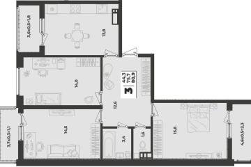 Фото №1: 3-комнатная квартира 80 м² - Краснодар, мкр. жилой комплекс Зелёная Территория, 