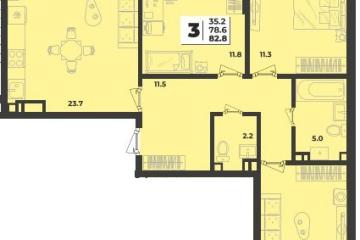 Фото №1: 3-комнатная квартира 82 м² - Краснодар, мкр. жилой комплекс Зелёная Территория, 