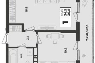 Фото №1: 1-комнатная квартира 36 м² - Краснодар, мкр. жилой комплекс Зелёная Территория, 