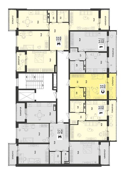 Фото №8: 3-комнатная квартира 78 м² - Краснодар, Прикубанский внутригородской округ, мкр. жилой комплекс Зелёная Территория