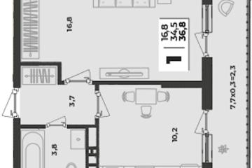 Фото №1: 1-комнатная квартира 36 м² - Краснодар, мкр. жилой комплекс Зелёная Территория, 