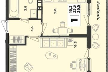 Фото №1: 1-комнатная квартира 35 м² - Краснодар, мкр. жилой комплекс Зелёная Территория, 