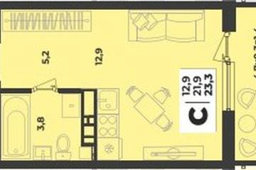 Фото №1: Студия <span class="whitespace-nowrap">23 м²</span>, <span class="whitespace-nowrap">8/9 эт.</span> - Краснодар, мкр. жилой комплекс Зелёная Территория, 
