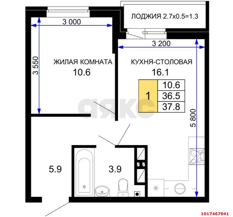 Фото №5: 1-комнатная квартира 39 м² - Краснодар, Прикубанский внутригородской округ, мкр. жилой комплекс Дыхание, ул. Лётчика Позднякова, 2к23