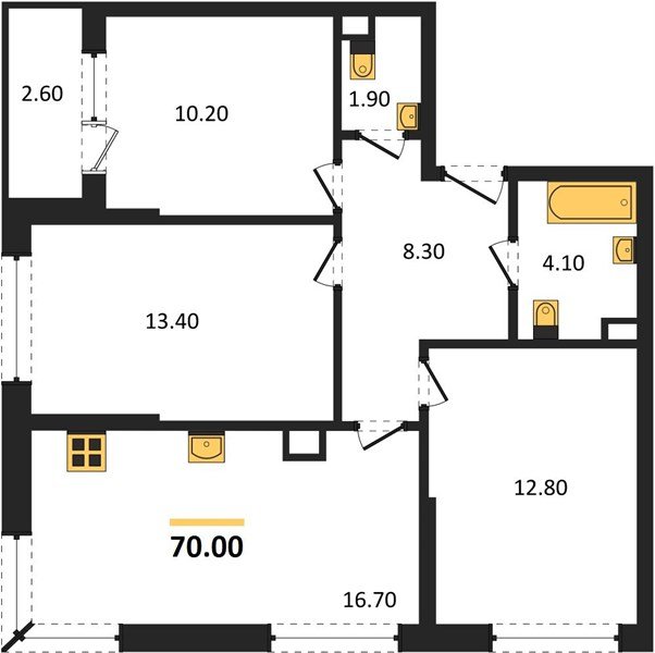 Фото №1: 3-комнатная квартира <span class="whitespace-nowrap">70 м²</span>, <span class="whitespace-nowrap">3/16 эт.</span> - Краснодар, Прикубанский внутригородской округ, мкр. Догма Парк