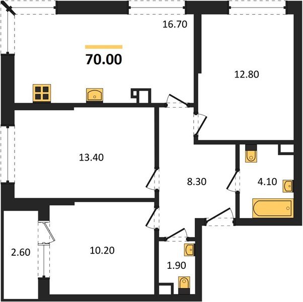 Фото №1: 3-комнатная квартира <span class="whitespace-nowrap">70 м²</span>, <span class="whitespace-nowrap">3/16 эт.</span> - Краснодар, Прикубанский внутригородской округ, мкр. Догма Парк, ул. Марины Цветаевой, 33