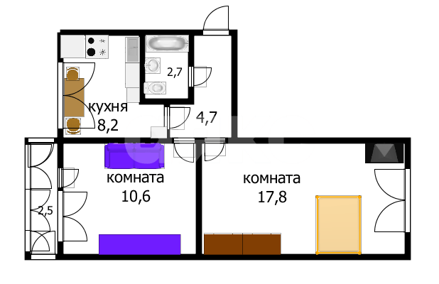 Фото №21: 2-комнатная квартира 44 м² - Анапа, мкр. 12-й, 16