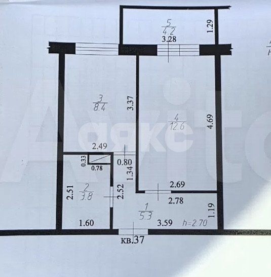 Фото №15: 1-комнатная квартира 34 м² - Горячий Ключ, мкр. Администрация, ул. Пономаренко, 5А