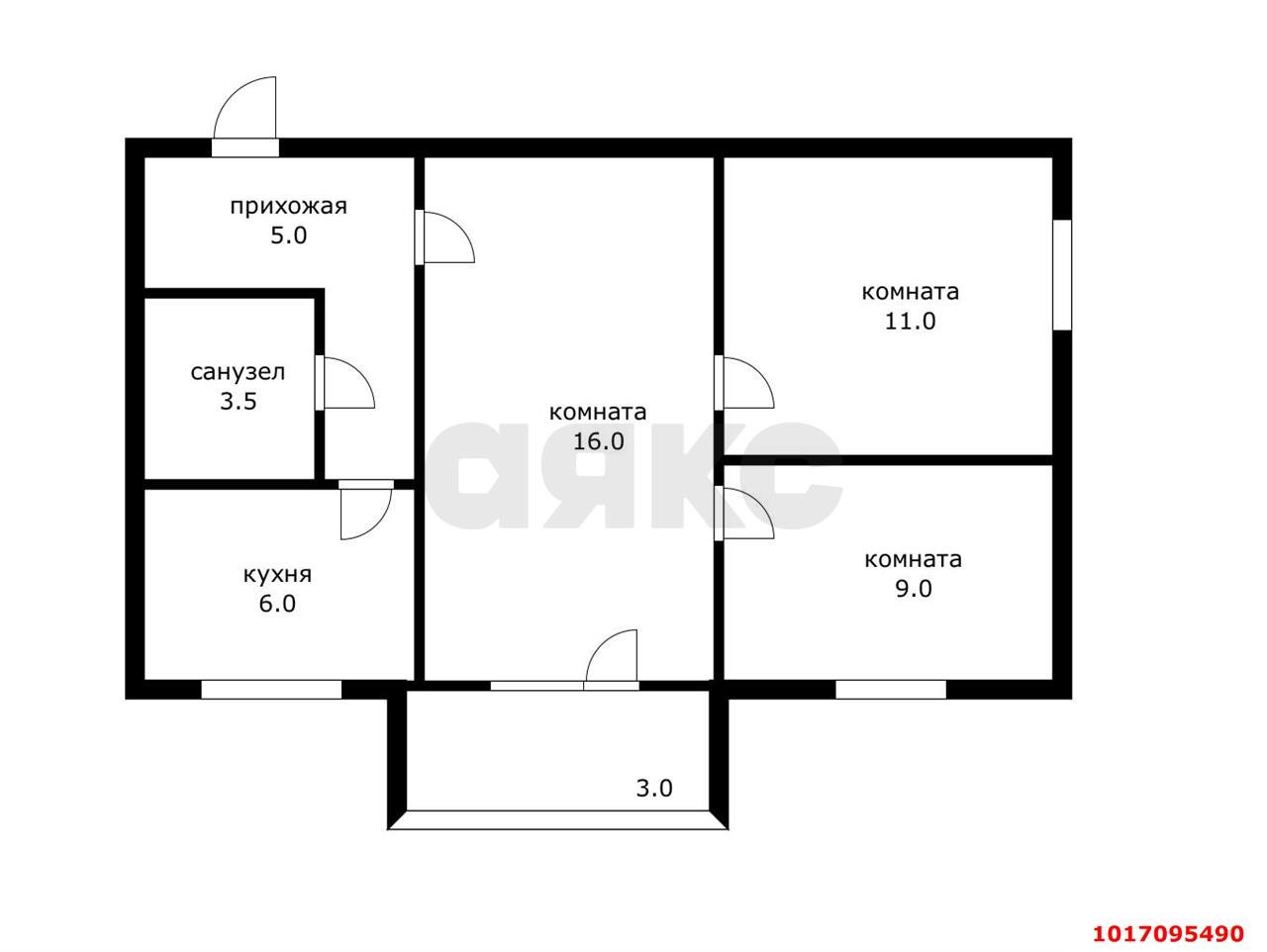 Фото №2: 3-комнатная квартира 52 м², 2/3 эт. - Краснодар, Западный внутригородской округ, Горгаз, мкр. Центральный, ул. Заводская, 6