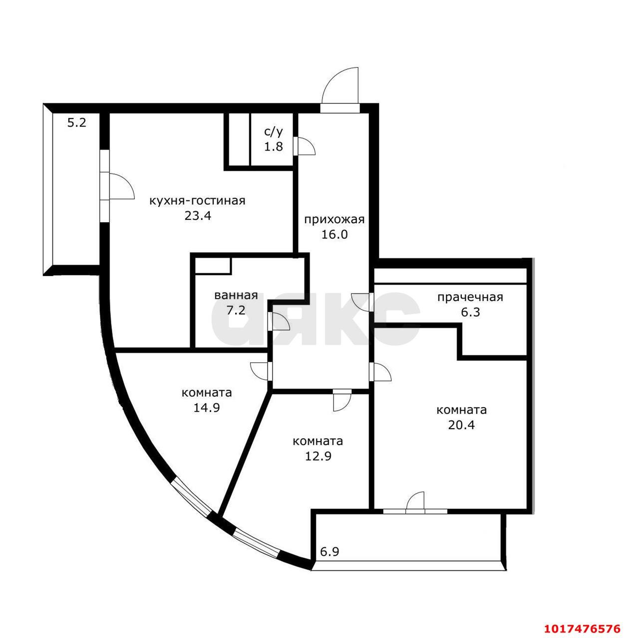 Фото №20: 3-комнатная квартира <span class="whitespace-nowrap">102 м²</span>, <span class="whitespace-nowrap">6/6 эт.</span> - Краснодар, Прикубанский внутригородской округ, мкр. Немецкая Деревня, ул. Берлинская, 5