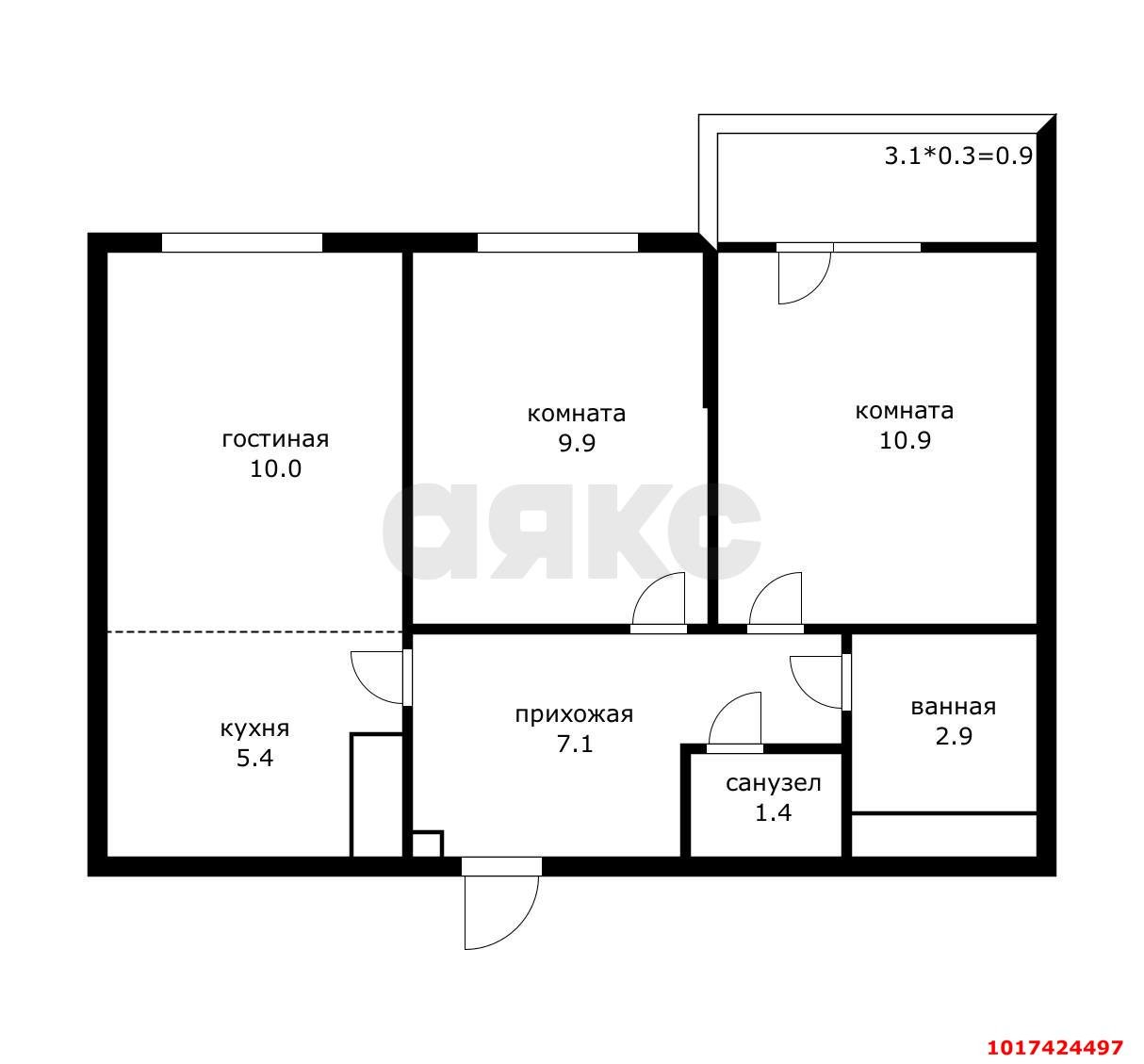 Фото №6: 2-комнатная квартира <span class="whitespace-nowrap">50 м²</span>, <span class="whitespace-nowrap">10/24 эт.</span> - Краснодар, Прикубанский внутригородской округ, мкр. жилой комплекс Свобода, ул. Домбайская, 55к8