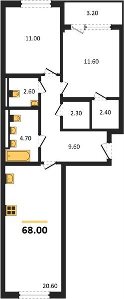 Фото №1: 2-комнатная квартира <span class="whitespace-nowrap">68 м²</span>, <span class="whitespace-nowrap">2/18 эт.</span> - Краснодар, Прикубанский внутригородской округ, мкр. квартал Самолёт 7