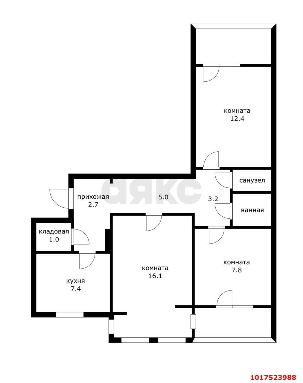 Фото №8: 3-комнатная квартира <span class="whitespace-nowrap">65 м²</span>, <span class="whitespace-nowrap">5/9 эт.</span> - Краснодар, Центральный внутригородской округ, мкр. Центральный, ул. Гудимы, 32
