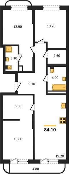 Фото №1: 3-комнатная квартира <span class="whitespace-nowrap">84 м²</span>, <span class="whitespace-nowrap">3/18 эт.</span> - Краснодар, мкр. Прикубанский внутригородской округ