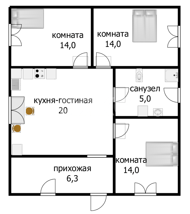 Фото №16: Дом <span class="whitespace-nowrap">73 м²</span> <span class="whitespace-nowrap">+ 4.5 сот.</span>, <span class="whitespace-nowrap">1 эт.</span> - Пятихатки, мкр. СНТ Лазурное