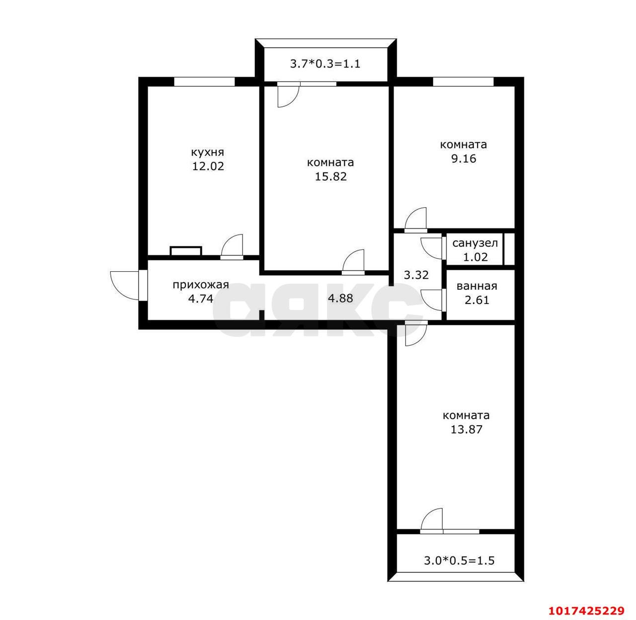 Фото №10: 3-комнатная квартира <span class="whitespace-nowrap">74 м²</span>, <span class="whitespace-nowrap">6/16 эт.</span> - Краснодар, Прикубанский внутригородской округ, мкр. Микрохирургии глаза, ул. Академика Лукьяненко, 10