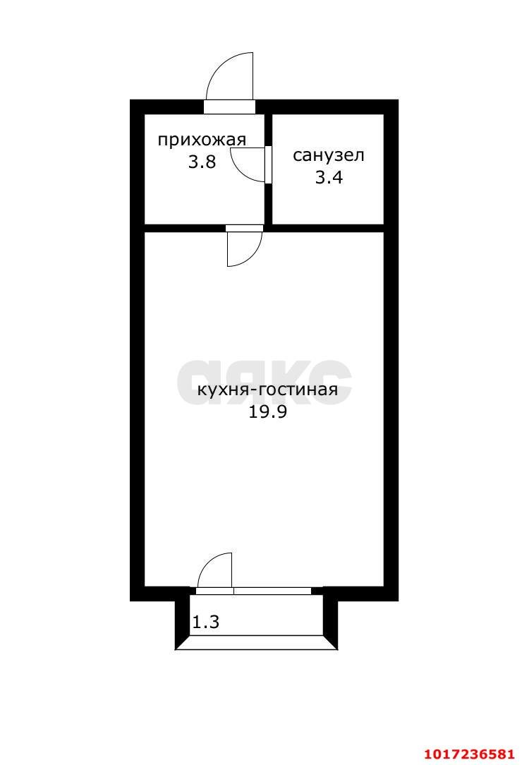Фото №10: Студия <span class="whitespace-nowrap">27 м²</span>, <span class="whitespace-nowrap">1/4 эт.</span> - Знаменский, мкр. Карасунский внутригородской округ, ул. Берёзовая, 1