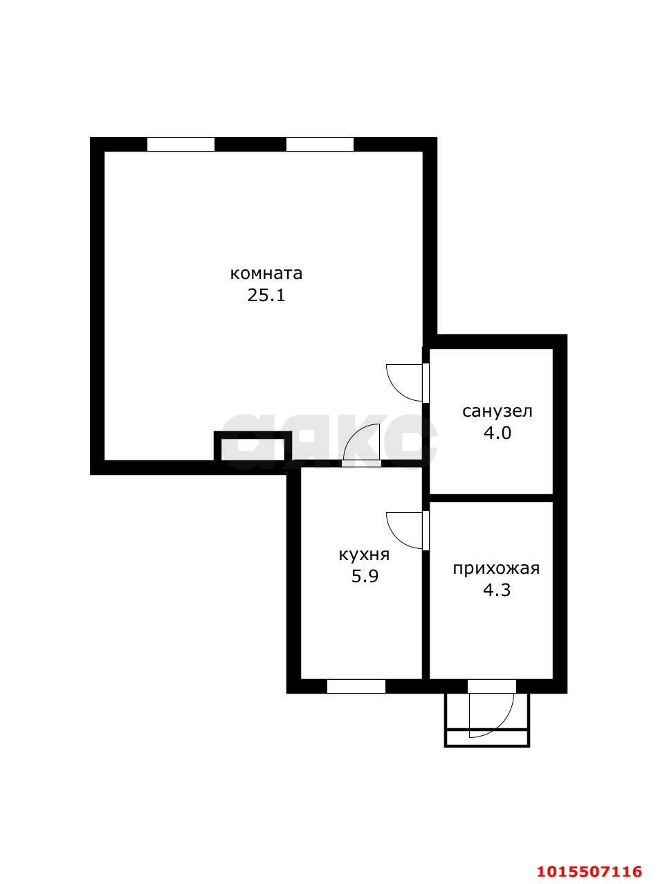 Фото №5: 2-комнатная квартира <span class="whitespace-nowrap">29 м²</span>, <span class="whitespace-nowrap">1/1 эт.</span> - Краснодар, Западный внутригородской округ, мкр. Центральный, ул. Комсомольская, 30