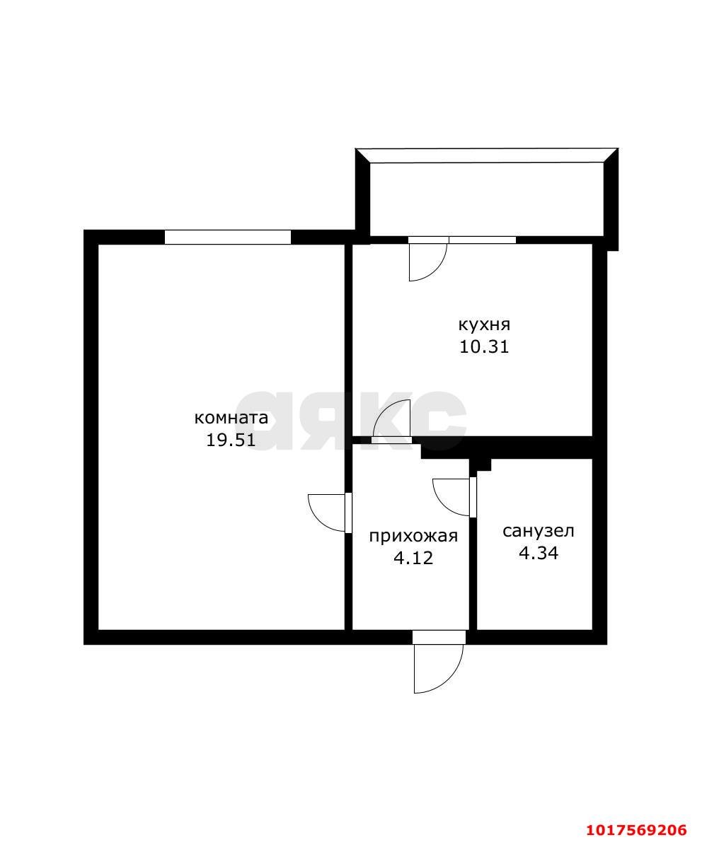 Фото №9: 1-комнатная квартира <span class="whitespace-nowrap">42 м²</span>, <span class="whitespace-nowrap">3/12 эт.</span> - Краснодар, Прикубанский внутригородской округ, мкр. Новый, ул. 9-я Тихая, 25