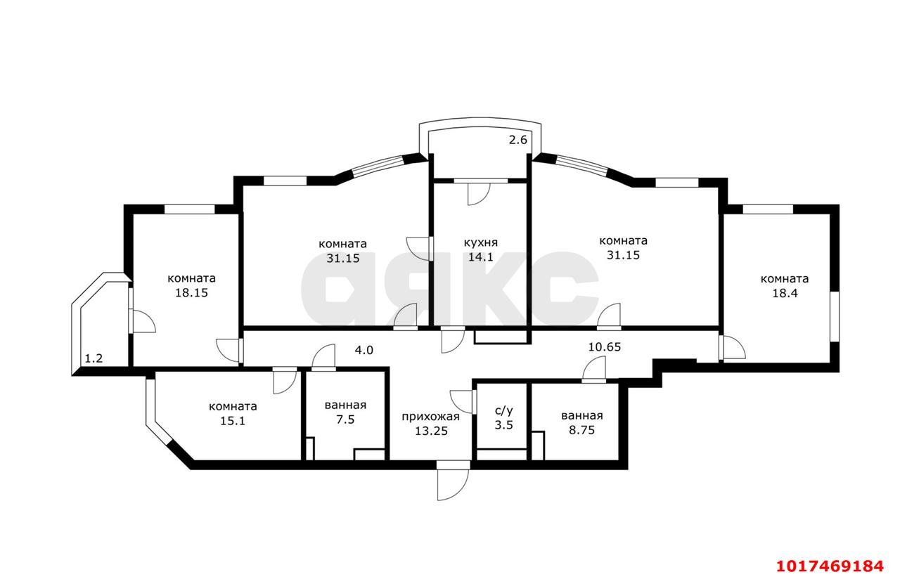 Фото №5: 5+-комнатная квартира <span class="whitespace-nowrap">185 м²</span>, <span class="whitespace-nowrap">7/24 эт.</span> - Краснодар, Центральный внутригородской округ, Завод Измерительных Приборов, мкр. ЖК Ривьера, ул. Московская, 57/1