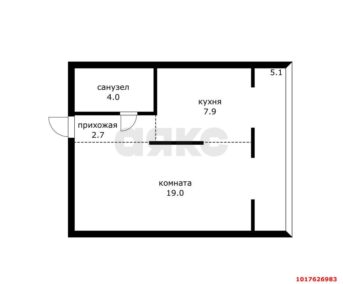 Фото №7: 1-комнатная квартира <span class="whitespace-nowrap">39 м²</span>, <span class="whitespace-nowrap">5/8 эт.</span> - Краснодар, Прикубанский внутригородской округ, Калинино, мкр. Завод Радиоизмерительных Приборов, ул. 1 Мая, 392/1