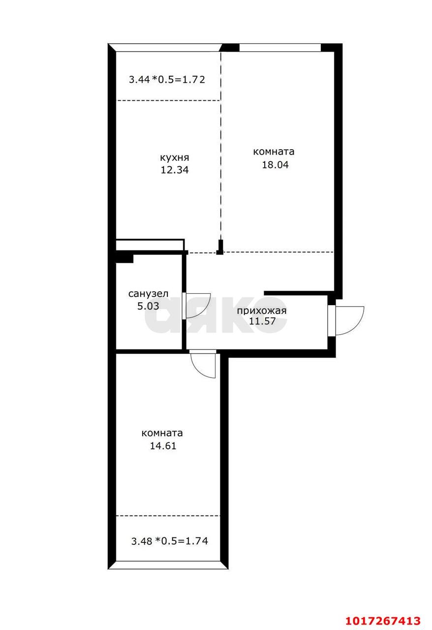 Фото №10: 2-комнатная квартира <span class="whitespace-nowrap">72 м²</span>, <span class="whitespace-nowrap">5/23 эт.</span> - Краснодар, Центральный внутригородской округ, мкр. Черёмушки, ул. Обрывная, 132/1к21