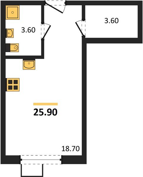 Фото №1: Студия <span class="whitespace-nowrap">25 м²</span>, <span class="whitespace-nowrap">2/9 эт.</span> - Краснодар, Прикубанский внутригородской округ, мкр. Парк Победы