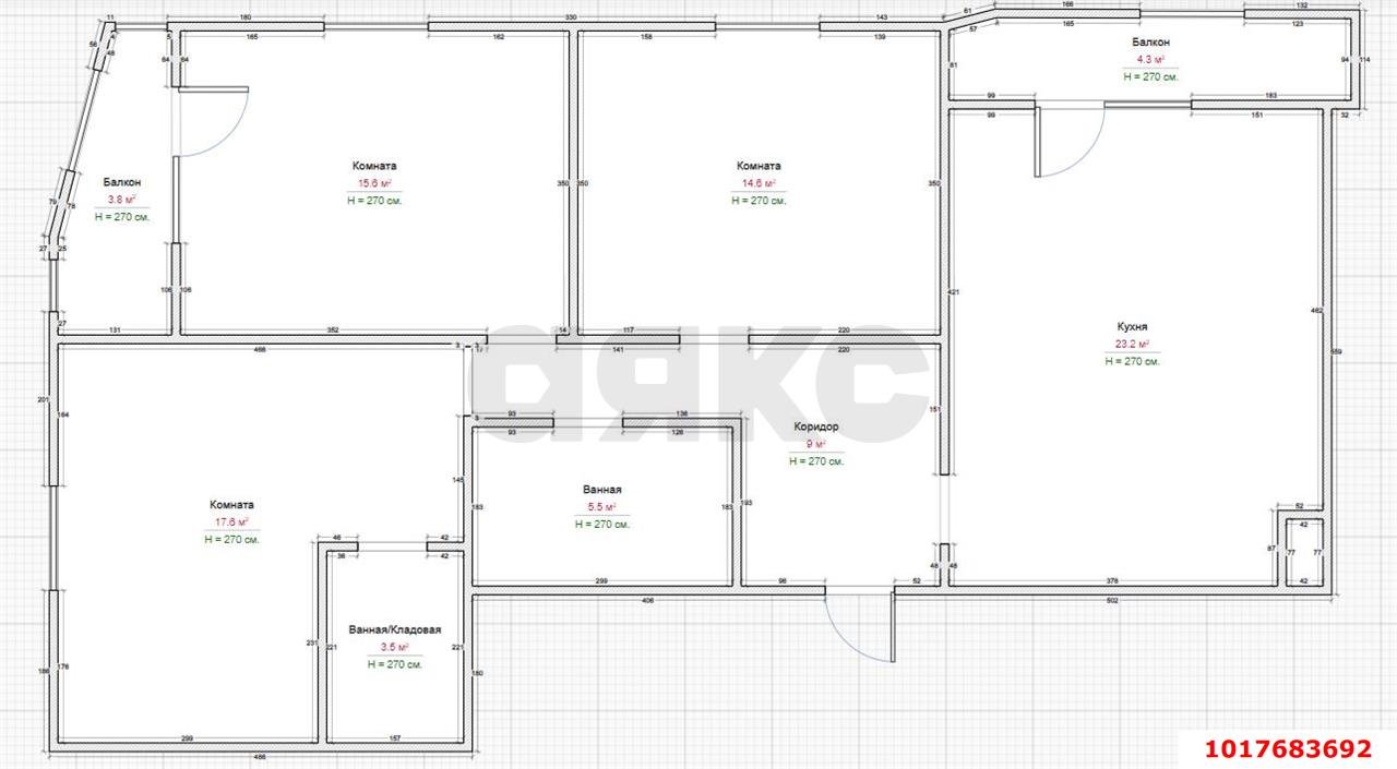 Фото №2: 3-комнатная квартира <span class="whitespace-nowrap">98 м²</span>, <span class="whitespace-nowrap">3/16 эт.</span> - Краснодар, Прикубанский внутригородской округ, Калинино, мкр. Завод Радиоизмерительных Приборов, ул. 2-я Российская, 162