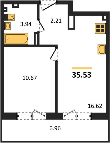 Фото №1: 1-комнатная квартира <span class="whitespace-nowrap">35 м²</span>, <span class="whitespace-nowrap">2/4 эт.</span> - Южный, мкр. жилой комплекс Южные Соседи