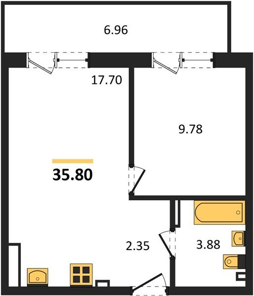 Фото №1: 1-комнатная квартира <span class="whitespace-nowrap">41 м²</span>, <span class="whitespace-nowrap">3/4 эт.</span> - Южный, мкр. жилой комплекс Южные Соседи