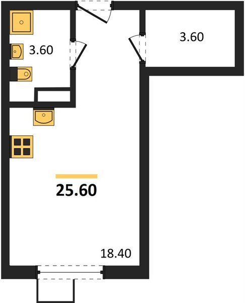 Фото №1: Студия <span class="whitespace-nowrap">25 м²</span>, <span class="whitespace-nowrap">6/9 эт.</span> - Краснодар, Прикубанский внутригородской округ, мкр. Парк Победы