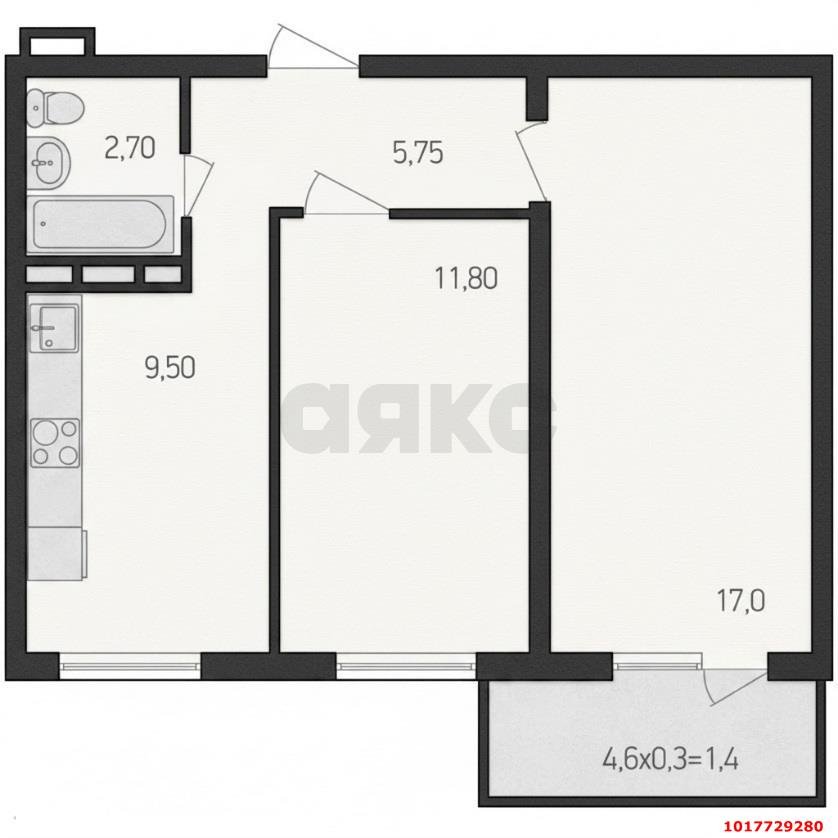 Фото №6: 2-комнатная квартира <span class="whitespace-nowrap">50 м²</span>, <span class="whitespace-nowrap">9/24 эт.</span> - Краснодар, Прикубанский внутригородской округ, жилой комплекс Приоритет, ж/м имени Демьяна Бедного, ул. Степная, 1/1к2