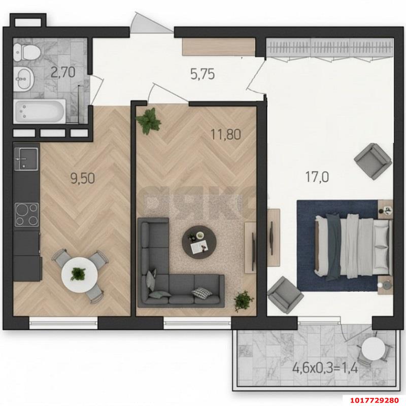 Фото №5: 2-комнатная квартира <span class="whitespace-nowrap">50 м²</span>, <span class="whitespace-nowrap">9/24 эт.</span> - Краснодар, Прикубанский внутригородской округ, жилой комплекс Приоритет, ж/м имени Демьяна Бедного, ул. Степная, 1/1к2