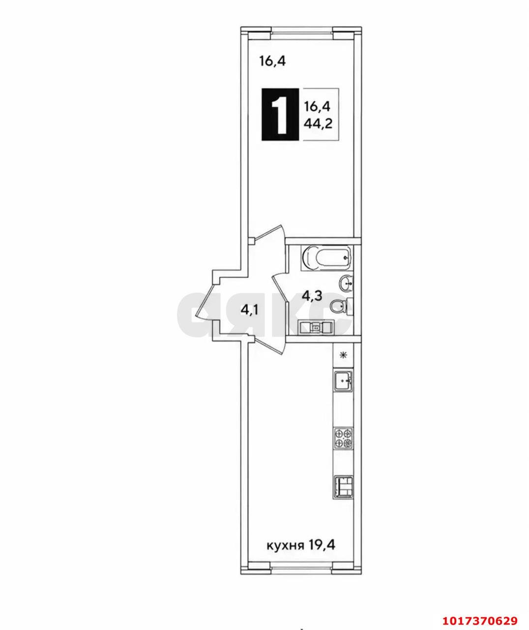 Фото №5: 1-комнатная квартира <span class="whitespace-nowrap">44 м²</span>, <span class="whitespace-nowrap">15/15 эт.</span> - Краснодар, Прикубанский внутригородской округ, мкр. жилой комплекс Самолёт-6, ул. Ивана Беличенко, 92к3