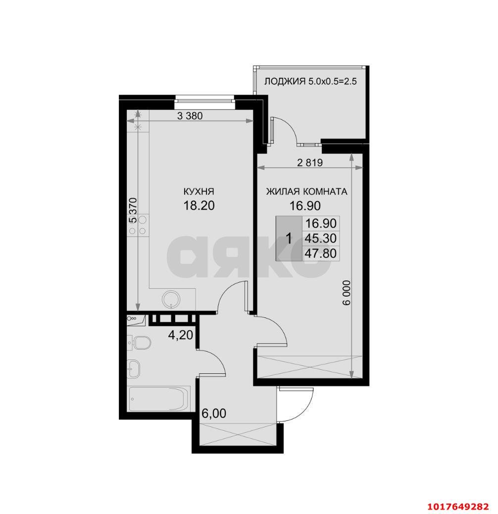 Фото №13: 1-комнатная квартира <span class="whitespace-nowrap">50 м²</span>, <span class="whitespace-nowrap">4/7 эт.</span> - Южный, мкр. жилой комплекс История-2, ул. Екатерининская, 3к2