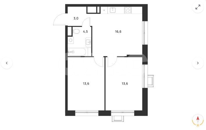 Фото №1: 2-комнатная квартира <span class="whitespace-nowrap">51 м²</span>, <span class="whitespace-nowrap">10/17 эт.</span> - Москва Новомосковский административный округ